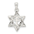 Sterling Silver Cross Pendant with Star of David Symbol and Polished Faith Design