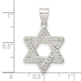 Sterling Silver Star of David Pendant with Textured Detailing, Unisex Judaica Charm