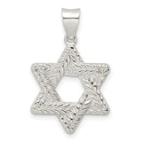 Sterling Silver Star of David Pendant with Textured Detailing, Unisex Judaica Charm