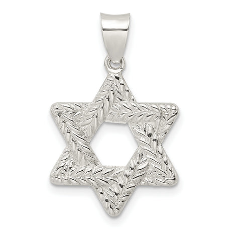 Sterling Silver Star of David Pendant with Textured Detailing, Unisex Judaica Charm