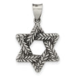 Sterling Silver Star of David Pendant with Braided Leaf Design, Jewish Symbol Charm