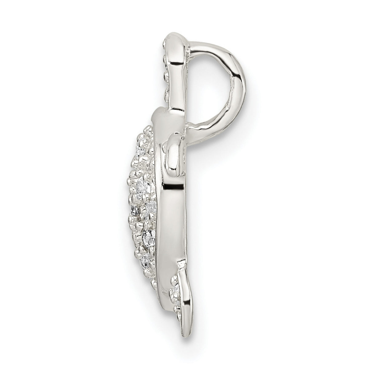 Sterling Silver Turtle Pendant with Cubic Zirconia, Ocean-Inspired Sea Life Design