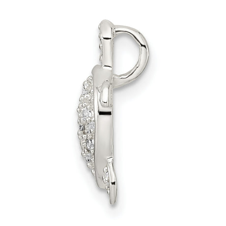 Sterling Silver Turtle Pendant with Cubic Zirconia, Ocean-Inspired Sea Life Design