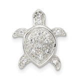 Sterling Silver Turtle Pendant with Cubic Zirconia, Ocean-Inspired Sea Life Design