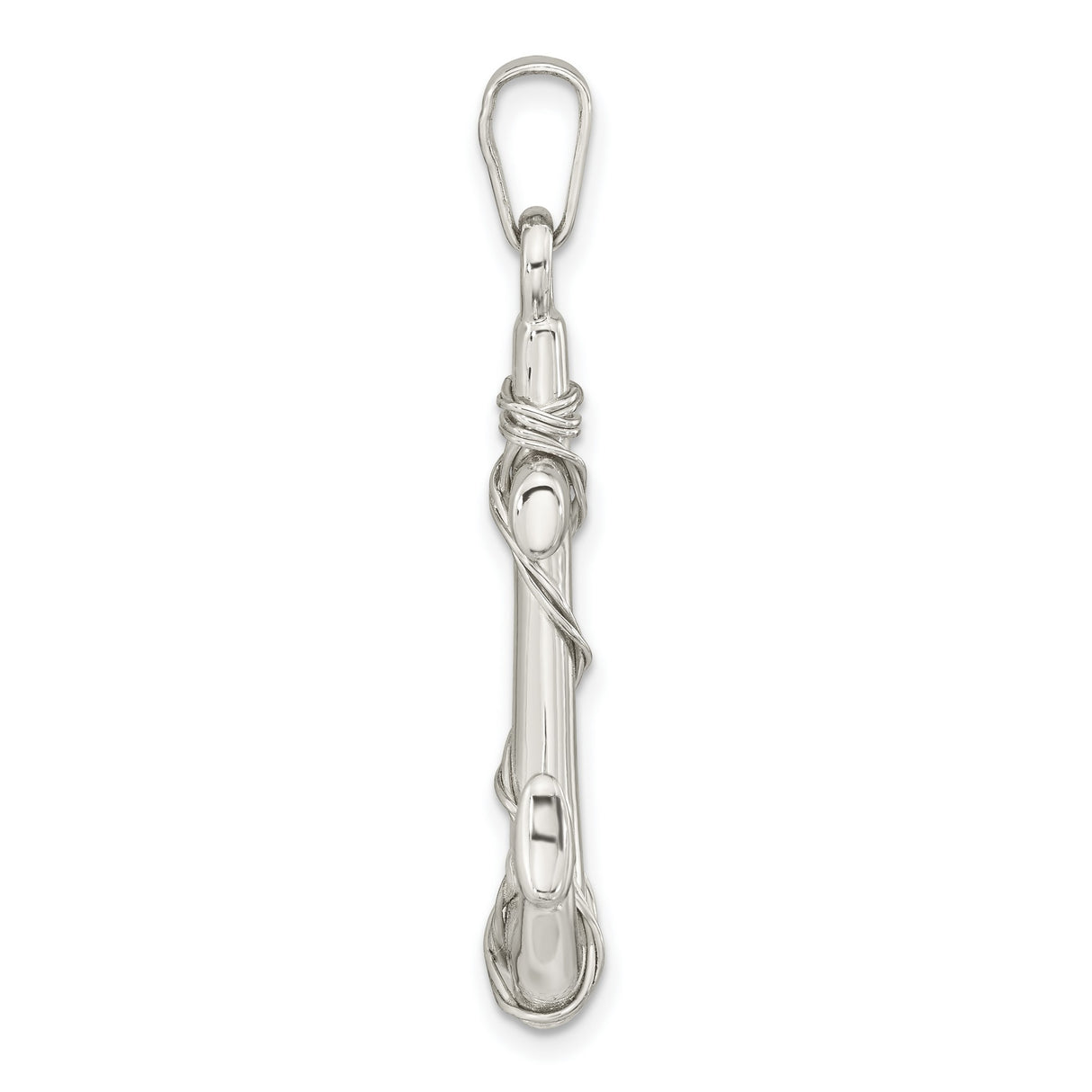 Sterling Silver Anchor Cross Pendant with Polished Rope Detail, Nautical Christian Symbol