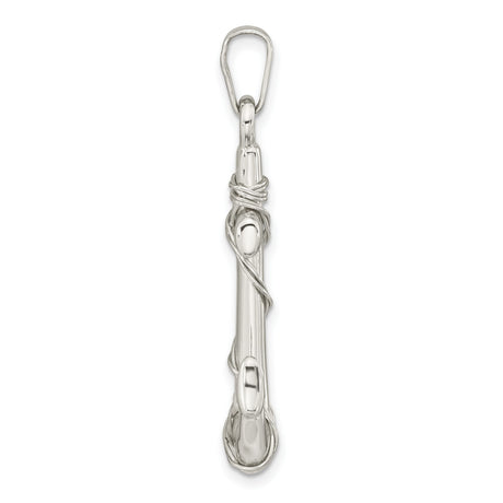 Sterling Silver Anchor Cross Pendant with Polished Rope Detail, Nautical Christian Symbol