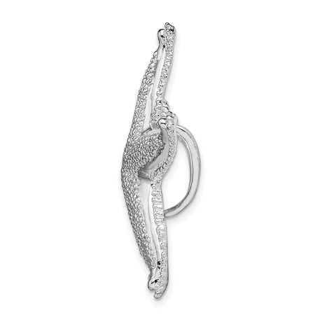 Sterling Silver Starfish Pendant with Textured Detailing, Nautical Ocean Theme Jewelry