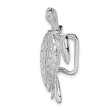 Sterling Silver Sea Turtle Pendant, Polished Shell Design, Nautical Beach Theme Jewelry