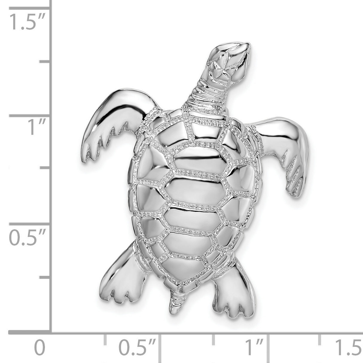 Sterling Silver Sea Turtle Pendant, Polished Shell Design, Nautical Beach Theme Jewelry