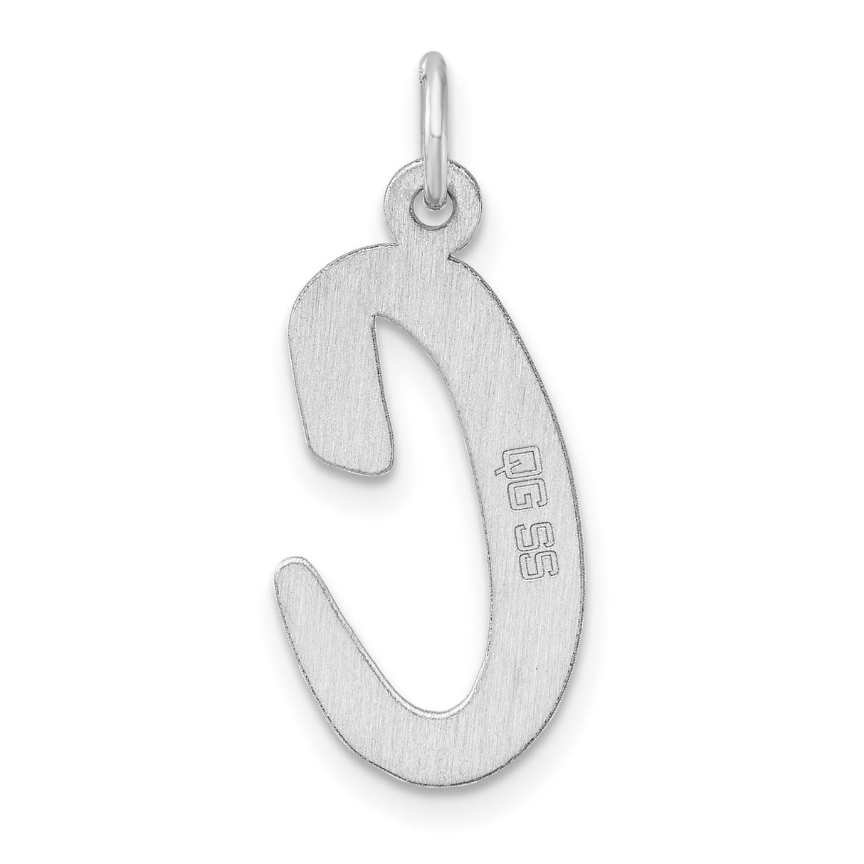 Sterling Silver Script Letter C Pendant Charm, Polished Uppercase Monogram Jewelry for Women