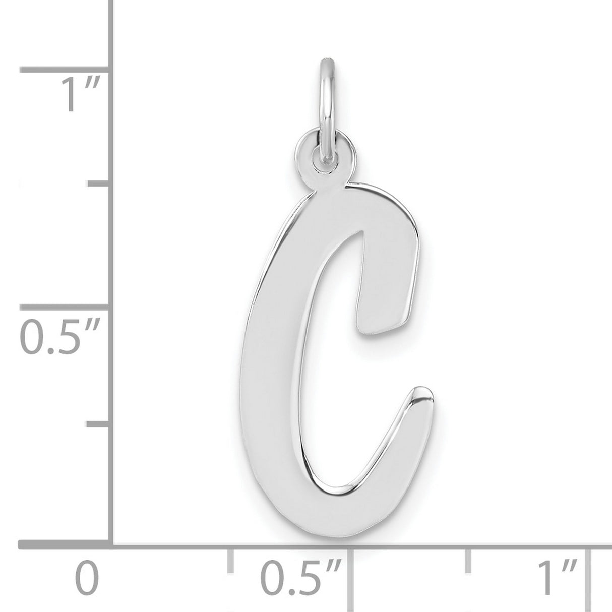Sterling Silver Script Letter C Pendant Charm, Polished Uppercase Monogram Jewelry for Women