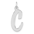 Sterling Silver Script Letter C Pendant Charm, Polished Uppercase Monogram Jewelry for Women