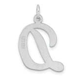 Sterling Silver Pendant with Cursive Script Letter D, Polished Initial Charm for Women or Unisex Wear