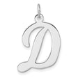 Sterling Silver Pendant with Cursive Script Letter D, Polished Initial Charm for Women or Unisex Wear