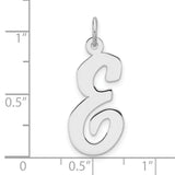 Sterling Silver Script E Pendant, Polished Initial Charm, Minimal Letter Design