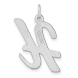 Sterling Silver Letter H Pendant Charm, Polished Script Initial Jewelry for Women