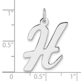 Sterling Silver Letter H Pendant Charm, Polished Script Initial Jewelry for Women