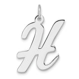 Sterling Silver Letter H Pendant Charm, Polished Script Initial Jewelry for Women