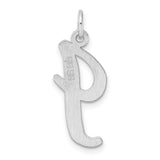 Sterling Silver Script Letter J Pendant Charm, Polished Alphabet Initial Jewelry
