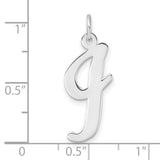 Sterling Silver Script Letter J Pendant Charm, Polished Alphabet Initial Jewelry