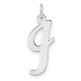 Sterling Silver Script Letter J Pendant Charm, Polished Alphabet Initial Jewelry