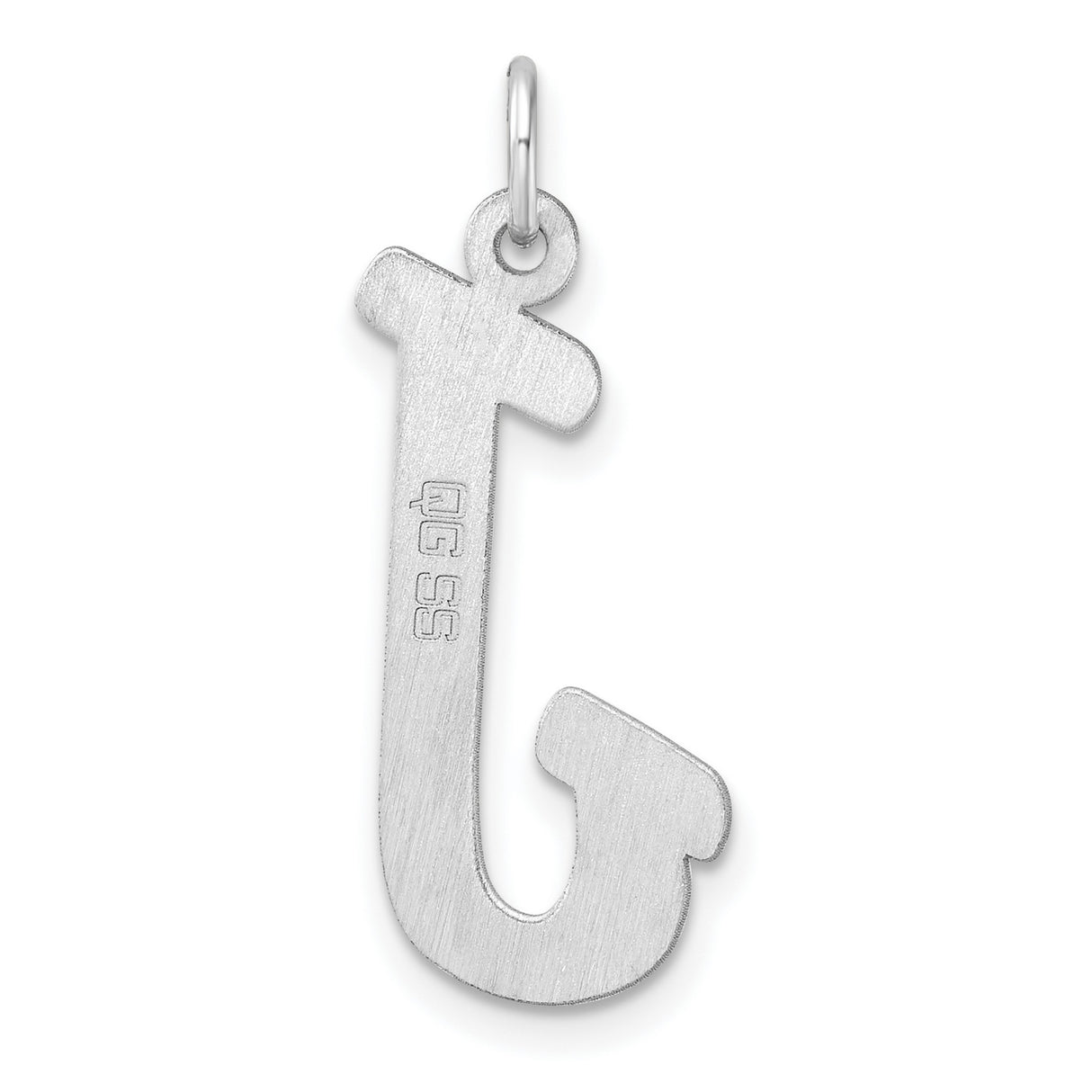 Sterling Silver Letter J Pendant Charm, Polished Script Alphabet Design for Women or Unisex Wear