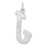 Sterling Silver Letter J Pendant Charm, Polished Script Alphabet Design for Women or Unisex Wear