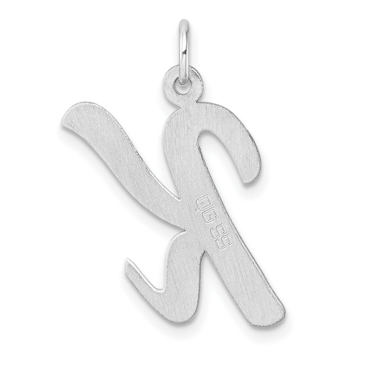 Sterling Silver Letter K Pendant, Script Initial Charm with Polished Finish