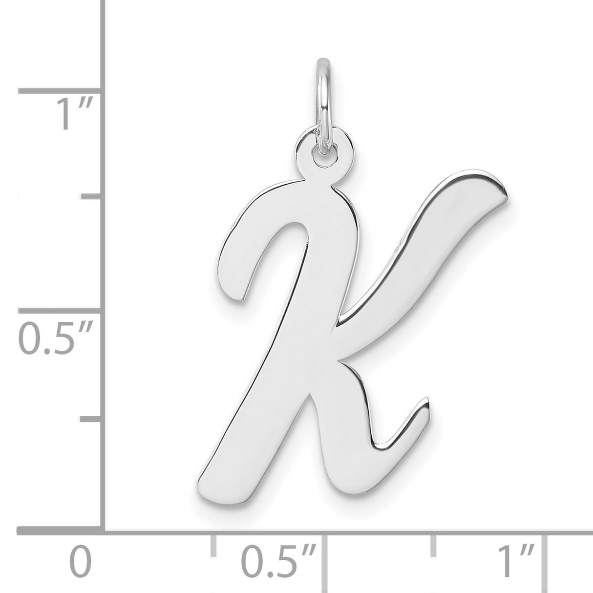 Sterling Silver Letter K Pendant, Script Initial Charm with Polished Finish