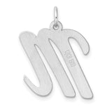 Sterling Silver Initial M Pendant, Polished Script Letter Charm for Women or Unisex Wear
