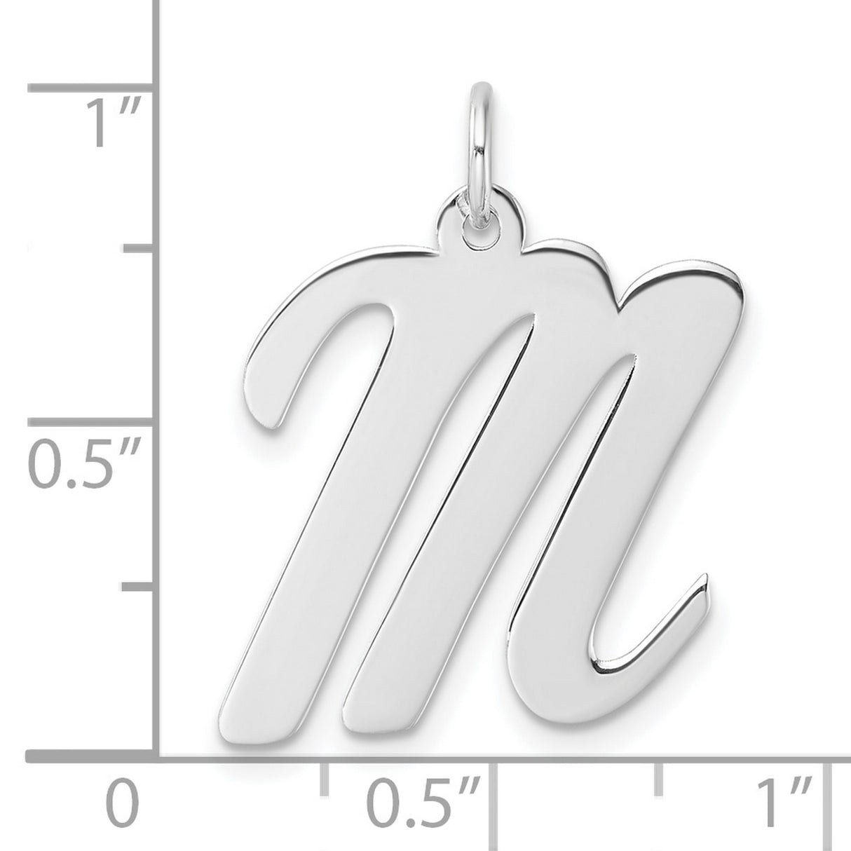 Sterling Silver Initial M Pendant, Polished Script Letter Charm for Women or Unisex Wear