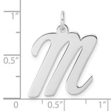 Sterling Silver Initial M Pendant, Polished Script Letter Charm for Women or Unisex Wear
