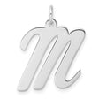 Sterling Silver Initial M Pendant, Polished Script Letter Charm for Women or Unisex Wear