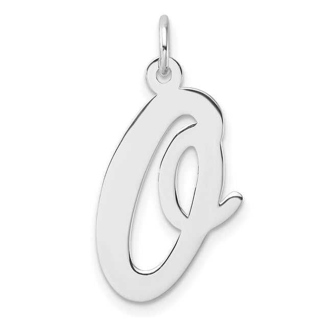 Sterling Silver Script Letter Q Pendant, Cursive Initial Charm for Women or Unisex Wear