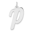 Sterling Silver Letter P Pendant, Lowercase Script Initial Charm, Minimalist Unisex Jewelry