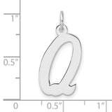 Sterling Silver Letter Q Pendant Charm, Script Initial Jewelry for Women or Unisex Wearers