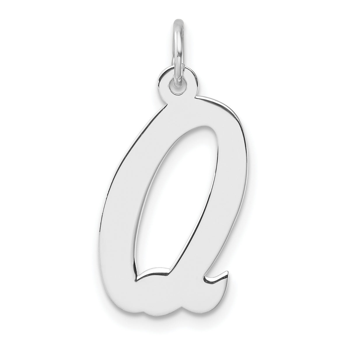 Sterling Silver Letter Q Pendant Charm, Script Initial Jewelry for Women or Unisex Wearers