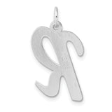 Sterling Silver Initial R Pendant, Script Letter Charm with Polished Finish for Women
