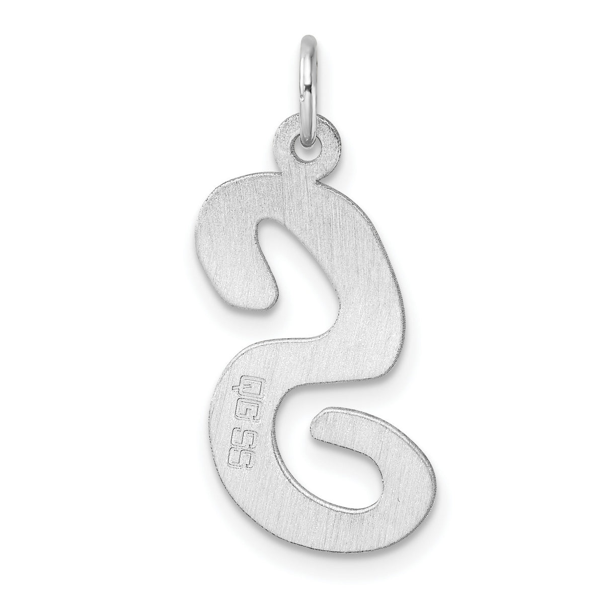 Sterling Silver Script Letter S Pendant Charm, Polished Initial Jewelry for Necklaces or Bracelets