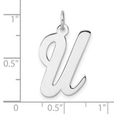 Sterling Silver Script Letter U Pendant Charm, Cursive Initial Monogram Jewelry