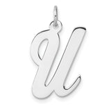 Sterling Silver Script Letter U Pendant Charm, Cursive Initial Monogram Jewelry