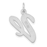 Sterling Silver Script V Pendant Charm, Polished Cursive Letter Initial Jewelry for Women