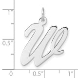 Sterling Silver Script W Pendant, Cursive Initial Letter Charm, Monogram Jewelry