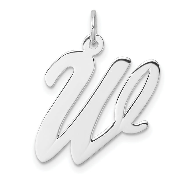Sterling Silver Script W Pendant, Cursive Initial Letter Charm, Monogram Jewelry