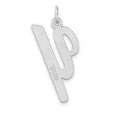 Sterling Silver Script Letter Y Pendant, Polished Initial Charm for Women or Unisex Wear