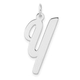Sterling Silver Script Letter Y Pendant, Polished Initial Charm for Women or Unisex Wear
