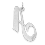Sterling Silver Initial A Pendant, Polished Script Letter Charm for Women
