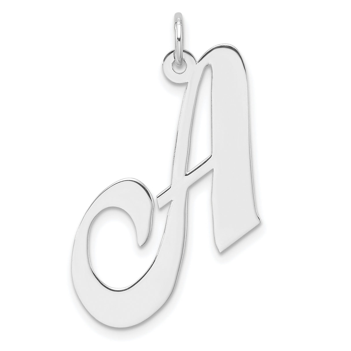 Sterling Silver Initial A Pendant, Polished Script Letter Charm for Women
