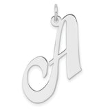 Sterling Silver Initial A Pendant, Polished Script Letter Charm for Women
