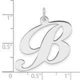 Sterling Silver Script Letter B Pendant, Cursive Initial Charm for Women